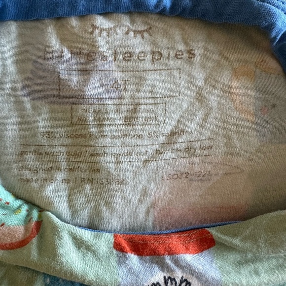 Little Sleepies Love you A Latte Aqua Bamboo Pajama Shorts Set 4T - Picture 5 of 8